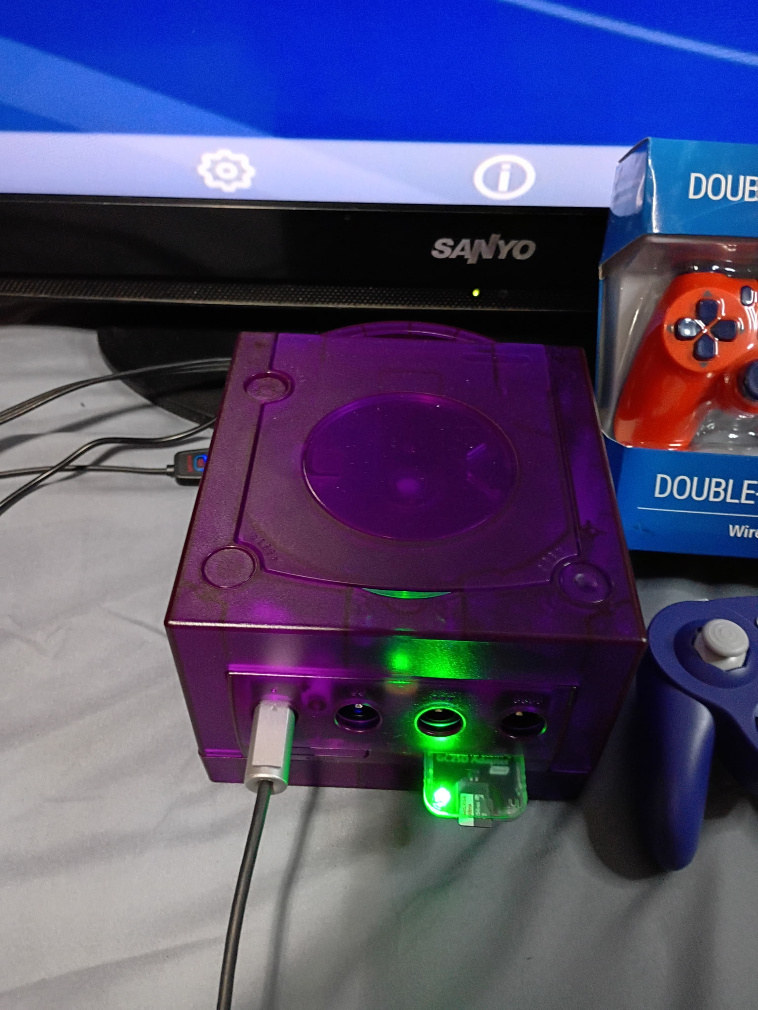 Atomic Purple Modded Nintendo GameCube | PicoBoot + Swiss | Internal Bluetooth | 256GB SD Card | 3 Controllers | Disc Drive Fully Functional - Image 9