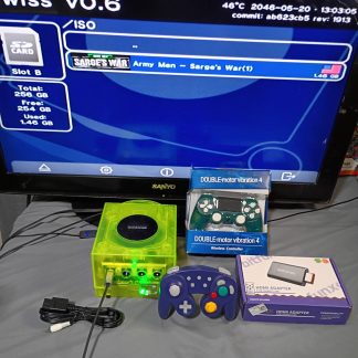 Extreme Green Modded Nintendo GameCube | PicoBoot + Swiss | USB-C Powered | Internal Bluetooth | HDMI Adapter | 256GB SD Card